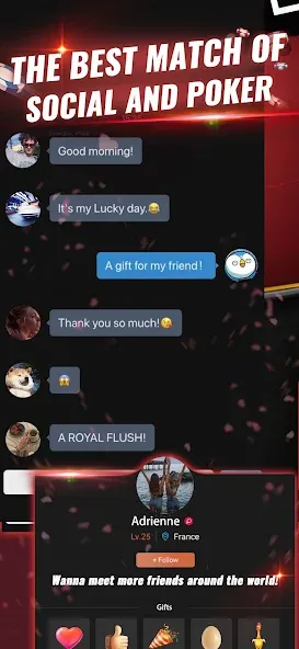 PokerGaga: Texas Holdem Live MOD APK: Безлимитные фишки и vip разблокирован — скриншот 4