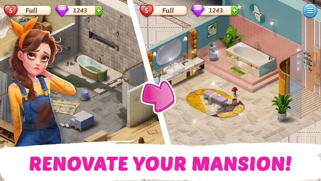 Скачать My Story - Mansion Makeover мод — Безлимитные монеты и бесплатный ремонт — скриншот 2 Скачать My Story - Mansion Makeover мод — Безлимитные монеты и бесплатный ремонт — скриншот 2