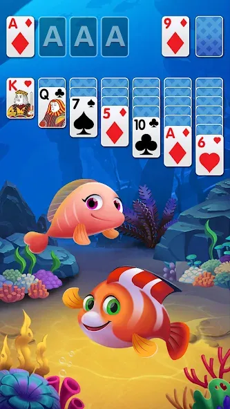 Скачать Solitaire Fish Klondike Card — Без рекламы и много монет — скриншот 1
