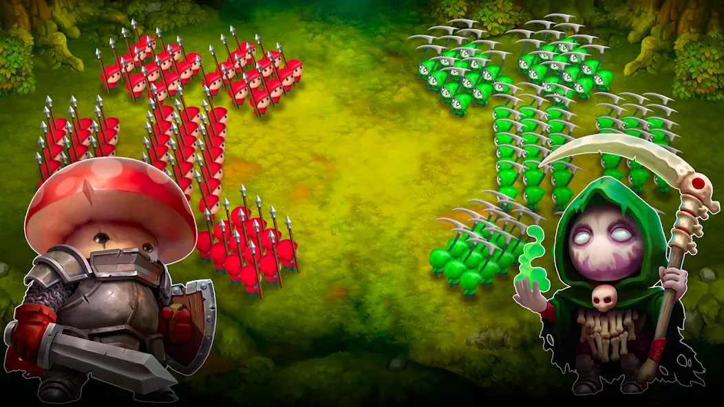Mushroom Wars 2: RTS Strategy бесплатно на Андроид — мод: Безлимитные ресурсы и открыты все уровни — скриншот 2 Mushroom Wars 2: RTS Strategy бесплатно на Андроид — мод: Безлимитные ресурсы и открыты все уровни — скриншот 2