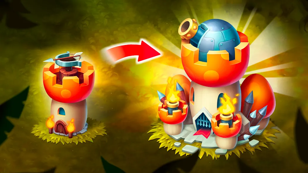 Mushroom Wars 2: RTS Strategy бесплатно на Андроид — мод: Безлимитные ресурсы и открыты все уровни — скриншот 3 Mushroom Wars 2: RTS Strategy бесплатно на Андроид — мод: Безлимитные ресурсы и открыты все уровни — скриншот 3