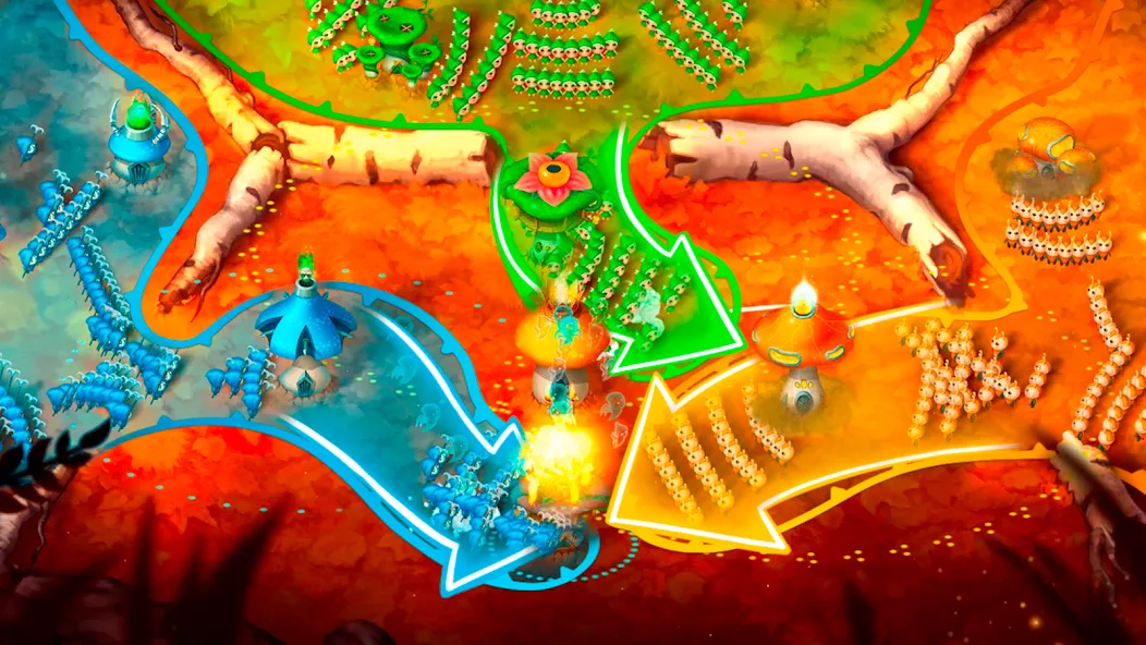 Mushroom Wars 2: RTS Strategy бесплатно на Андроид — мод: Безлимитные ресурсы и открыты все уровни — скриншот 5 Mushroom Wars 2: RTS Strategy бесплатно на Андроид — мод: Безлимитные ресурсы и открыты все уровни — скриншот 5