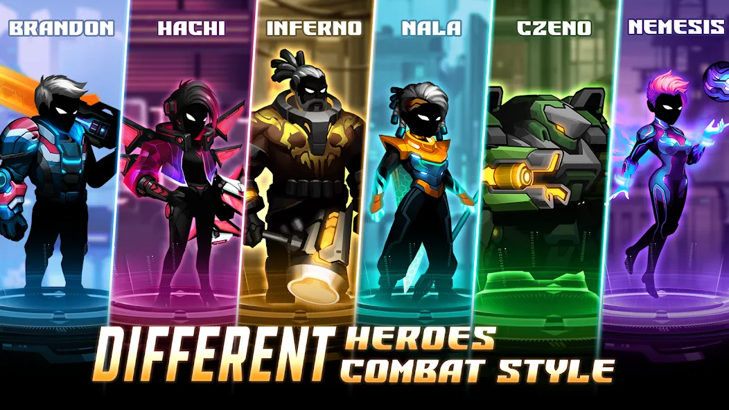 Cyber Fighters: Offline Game взломанный APK — Безлимитные деньги и оружие — скриншот 2 Cyber Fighters: Offline Game взломанный APK — Безлимитные деньги и оружие — скриншот 2