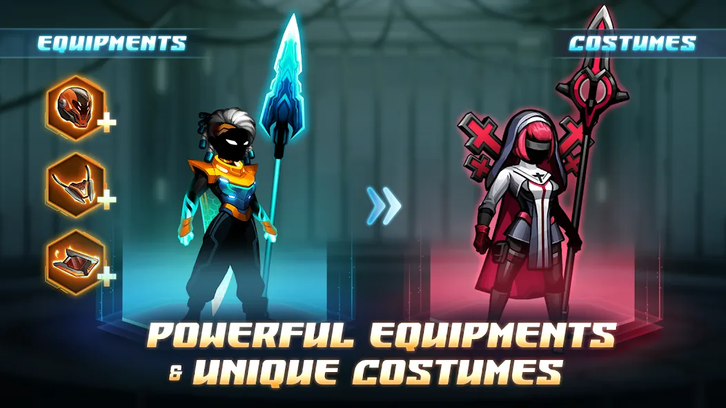 Cyber Fighters: Offline Game взломанный APK — Безлимитные деньги и оружие — скриншот 3 Cyber Fighters: Offline Game взломанный APK — Безлимитные деньги и оружие — скриншот 3