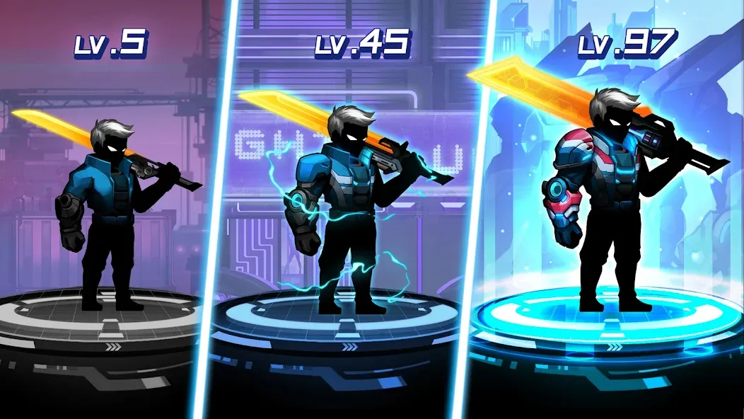 Cyber Fighters: Offline Game взломанный APK — Безлимитные деньги и оружие — скриншот 4 Cyber Fighters: Offline Game взломанный APK — Безлимитные деньги и оружие — скриншот 4