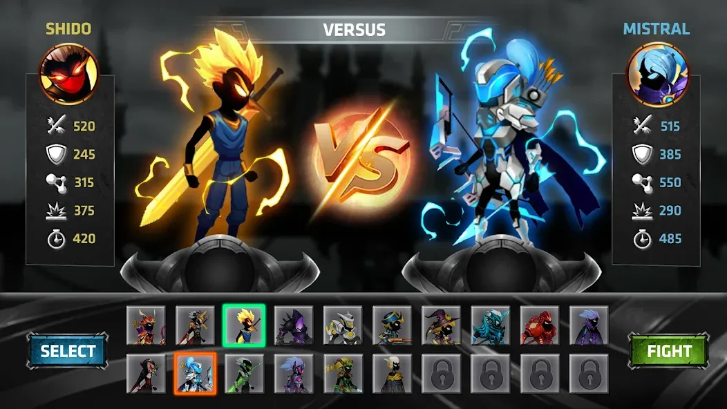 Stickman Legends Offline Games — скачать мод: Безлимитные деньги и мощное оружие — скриншот 2 Stickman Legends Offline Games — скачать мод: Безлимитные деньги и мощное оружие — скриншот 2
