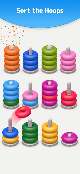 Скачать мод Color Sort 3D — Hoop Stack — Без рекламы и все уровни открыты — скриншот 4 Скачать мод Color Sort 3D — Hoop Stack — Без рекламы и все уровни открыты — скриншот 4