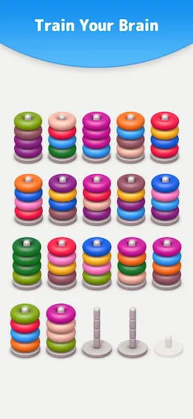 Скачать мод Color Sort 3D — Hoop Stack — Без рекламы и все уровни открыты — скриншот 5 Скачать мод Color Sort 3D — Hoop Stack — Без рекламы и все уровни открыты — скриншот 5