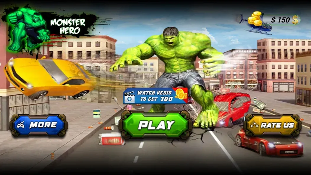 Monster Superhero: Green Fight взломанный APK — Безлимитные деньги и здоровье — скриншот 4 Monster Superhero: Green Fight взломанный APK — Безлимитные деньги и здоровье — скриншот 4