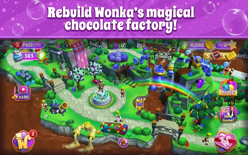 Wonka's World of Candy Match 3 взлом APK — Безлимитные жизни и монеты — скриншот 1 Wonka's World of Candy Match 3 взлом APK — Безлимитные жизни и монеты — скриншот 1