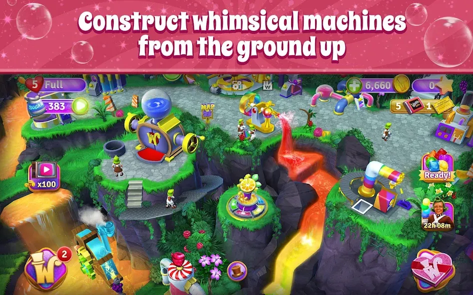 Wonka's World of Candy Match 3 взлом APK — Безлимитные жизни и монеты — скриншот 2 Wonka's World of Candy Match 3 взлом APK — Безлимитные жизни и монеты — скриншот 2