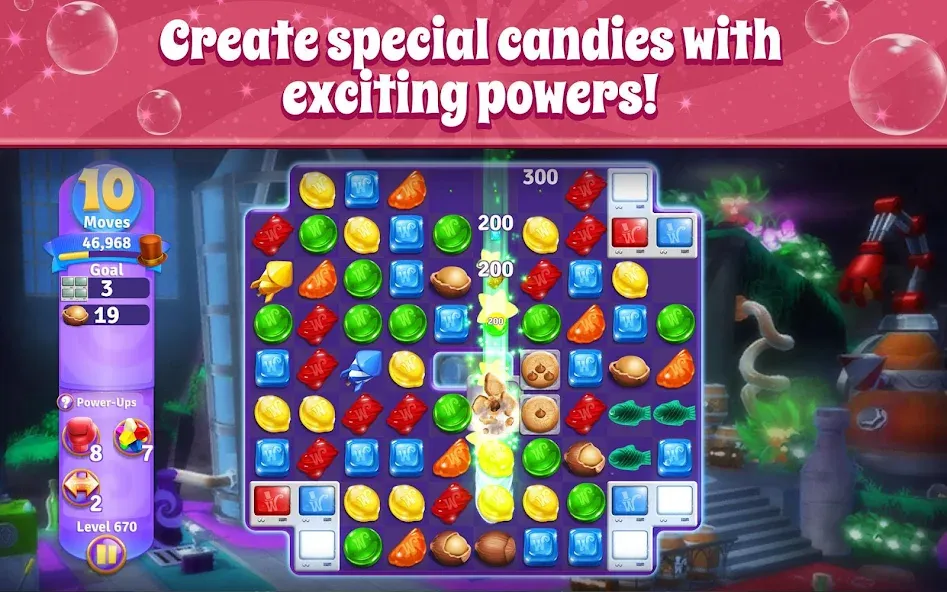 Wonka's World of Candy Match 3 взлом APK — Безлимитные жизни и монеты — скриншот 4 Wonka's World of Candy Match 3 взлом APK — Безлимитные жизни и монеты — скриншот 4