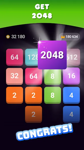 Скачать 2048: Puzzle Game! Merge Block Mod APK — Без рекламы и подсказки доступны — скриншот 2