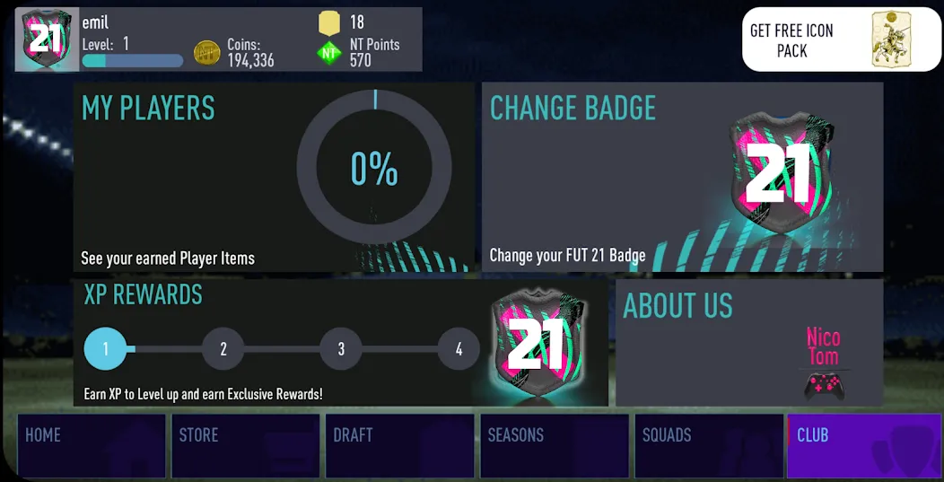 NT 21 Draft + Pack Opener — скачать мод: Безлимитные деньги и паки открыты — скриншот 3