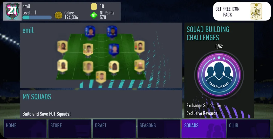 NT 21 Draft + Pack Opener — скачать мод: Безлимитные деньги и паки открыты — скриншот 5