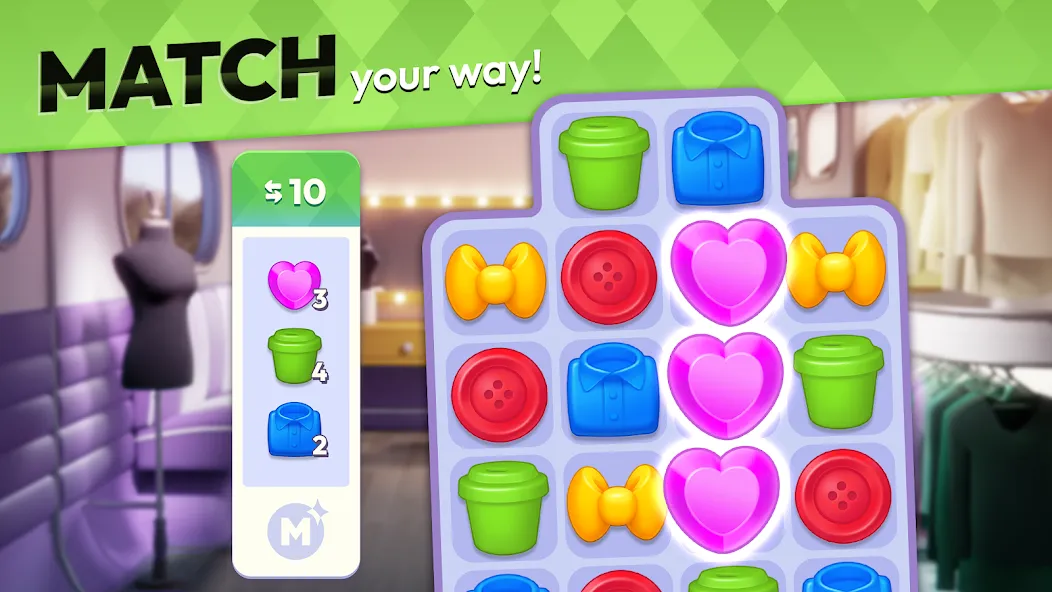 Скачать мод Makeover Match - Fashion Game — Безлимитные монеты и энергия — скриншот 5