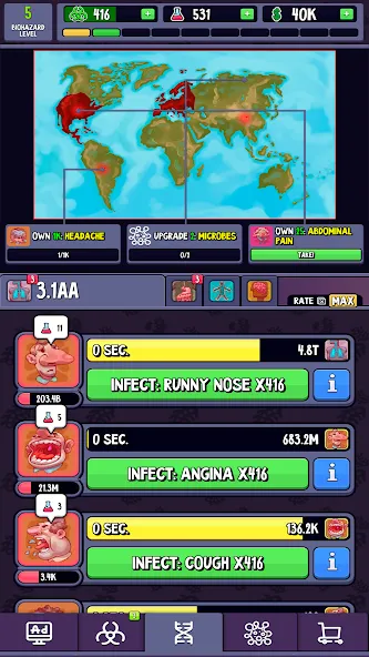 Idle Infection MOD APK скачать на Андроид — Много денег и ресурсов — скриншот 5 Idle Infection MOD APK скачать на Андроид — Много денег и ресурсов — скриншот 5