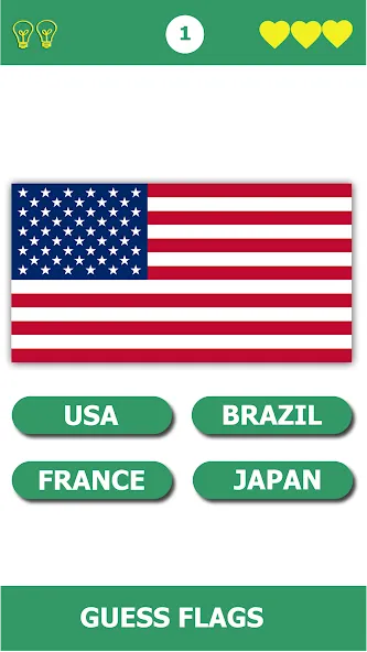 Flag Quiz Gallery: Quiz, Guess взломанный APK — Открыты все флаги и уровни — скриншот 1