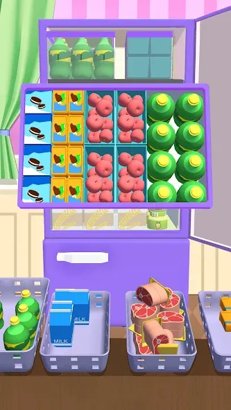 Скачать Fill Up Fridge：Organizing Game на Андроид с модом — Безлимитные монеты и открыты все уровни — скриншот 4