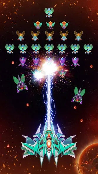 Скачать мод Galaxy Attack - Alien Shooter — Безлимитные монеты и жизни — скриншот 1