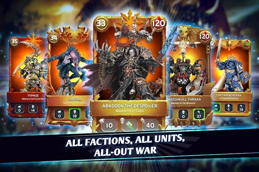 Скачать мод Warhammer Combat Cards - 40K — Безлимитные деньги и карты — скриншот 1