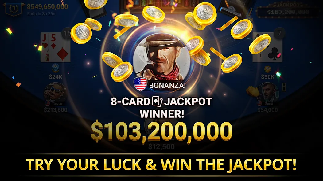 Blackjack Championship — последняя версия с модом (Безлимитные фишки и открытые столы) — скриншот 4
