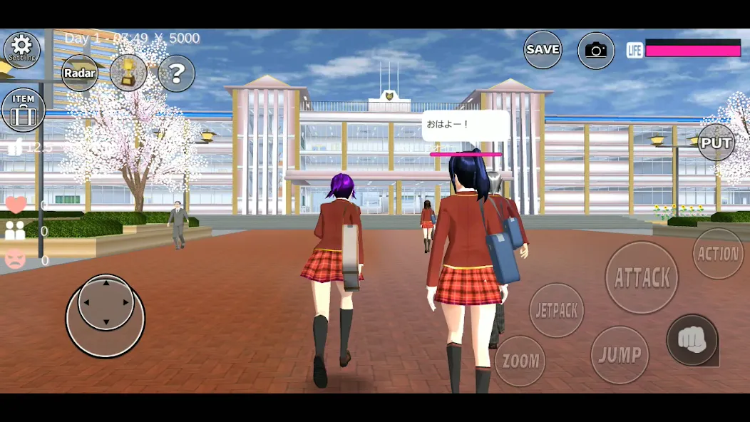 SAKURA School Simulator бесплатно на Андроид — мод: Безлимитные деньги и все предметы — скриншот 1 SAKURA School Simulator бесплатно на Андроид — мод: Безлимитные деньги и все предметы — скриншот 1