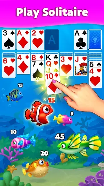 Solitaire Fish бесплатно на Андроид — мод: Безлимитные монеты и подсказки — скриншот 1 Solitaire Fish бесплатно на Андроид — мод: Безлимитные монеты и подсказки — скриншот 1