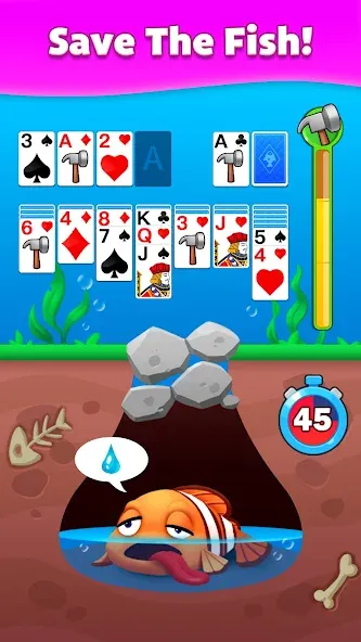 Solitaire Fish бесплатно на Андроид — мод: Безлимитные монеты и подсказки — скриншот 2 Solitaire Fish бесплатно на Андроид — мод: Безлимитные монеты и подсказки — скриншот 2