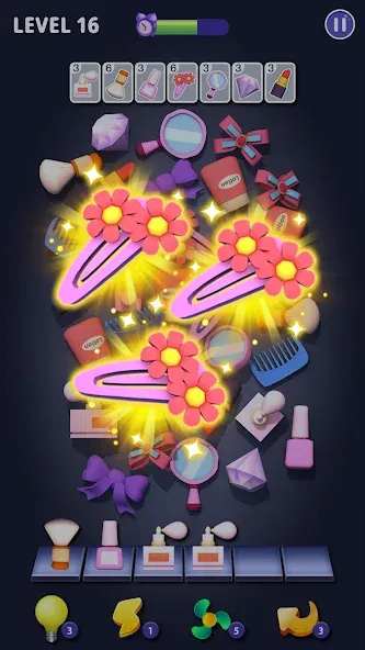 Matching Fun: Match Triple 3D на телефон — скачать мод: Безлимитные подсказки и монеты — скриншот 3 Matching Fun: Match Triple 3D на телефон — скачать мод: Безлимитные подсказки и монеты — скриншот 3
