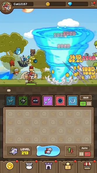 Cat Hero : Idle RPG MOD APK скачать на Андроид — Безлимитные деньги и алмазы — скриншот 5