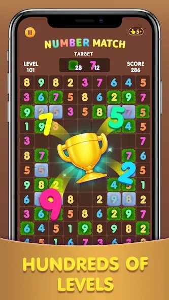Number Match: Ten Crush Puzzle на телефон — скачать мод: Безлимитные подсказки и отмены ходов — скриншот 2