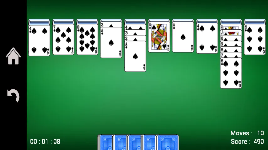 Spider Solitaire — взломанная версия, Безлимитные подсказки и отмена ходов — скриншот 1