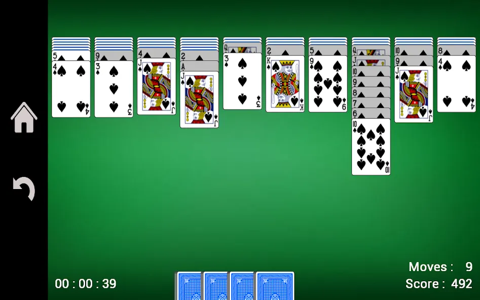 Spider Solitaire — взломанная версия, Безлимитные подсказки и отмена ходов — скриншот 4