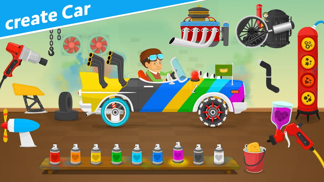 Racing car games for kids 2-5 мод на Андроид: Без рекламы и все машины открыты — скриншот 2