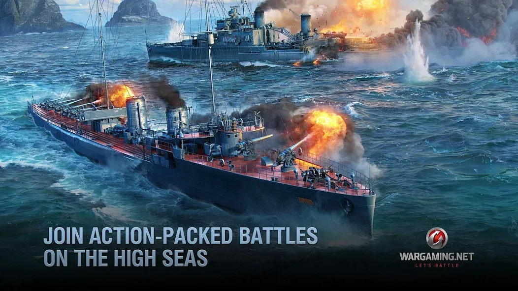 World of Warships Blitz War MOD APK: Безлимитные деньги и открыты все корабли — скриншот 2