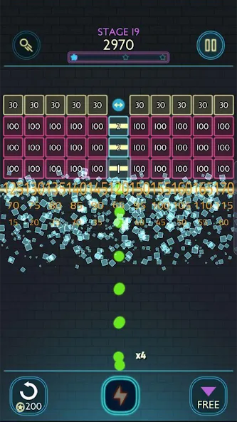 Neon bricks MOD APK скачать на Андроид — Неонные блоки и бесконечные жизни — скриншот 5