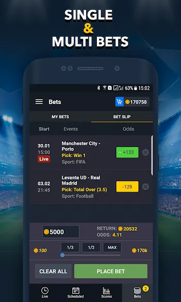 Sports Betting Game - BETUP взлом на Андроид — Безлимитные ставки и высокий выигрыш — скриншот 5