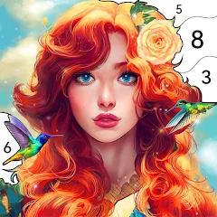 Girls Paint by Number Coloring — взломанная версия, Без рекламы и все картинки открыты