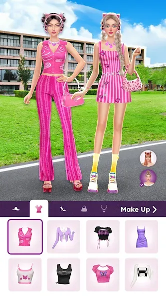 College Dress Up for Girls — взломанная версия, Открыты все наряды и аксессуары — скриншот 2
