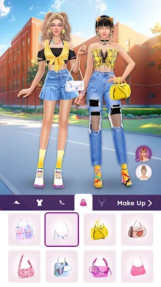 College Dress Up for Girls — взломанная версия, Открыты все наряды и аксессуары — скриншот 5