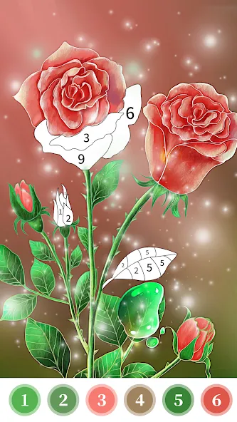 Rose Coloring Book Color Games MOD APK: Без рекламы и все раскраски открыты — скриншот 3