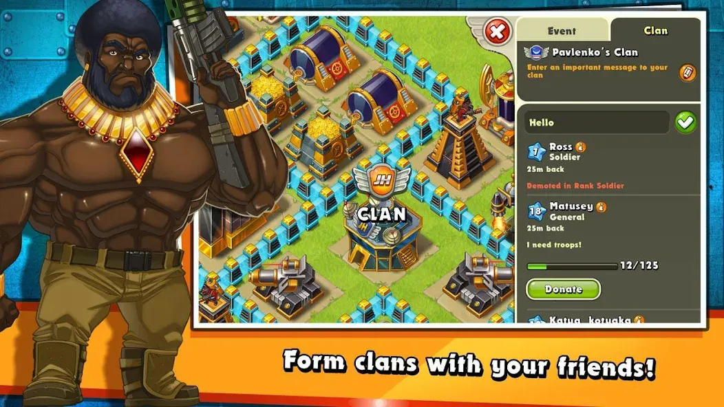 Jungle Heat: War of Clans на телефон — скачать мод: Безлимитные ресурсы и алмазы — скриншот 2 Jungle Heat: War of Clans на телефон — скачать мод: Безлимитные ресурсы и алмазы — скриншот 2