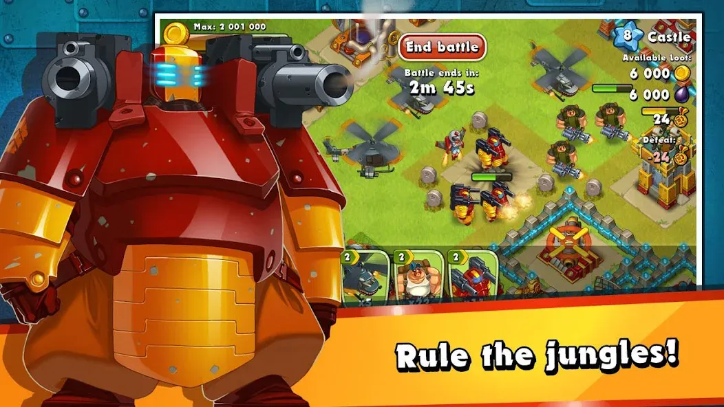 Jungle Heat: War of Clans на телефон — скачать мод: Безлимитные ресурсы и алмазы — скриншот 5 Jungle Heat: War of Clans на телефон — скачать мод: Безлимитные ресурсы и алмазы — скриншот 5