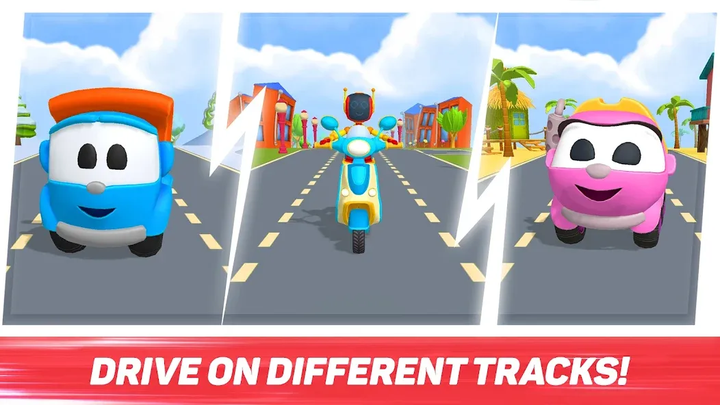 Leo Runner: car games for kids MOD APK скачать на Андроид — Безлимитные деньги и все машины открыты — скриншот 1 Leo Runner: car games for kids MOD APK скачать на Андроид — Безлимитные деньги и все машины открыты — скриншот 1