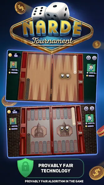 Narde Tournament (Мод: Безлимитные монеты и все турниры) — скачать на Андроид — скриншот 1
