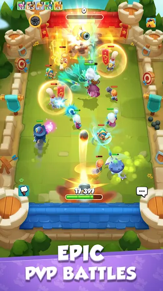 Rush Arena: PvP Tower Defense взлом APK — Безлимитные деньги и усиленные башни — скриншот 1