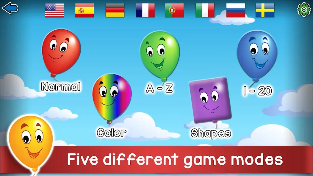 Kids Balloon Pop Game мод на Андроид: Яркие воздушные шарики и весёлая игра — скриншот 1