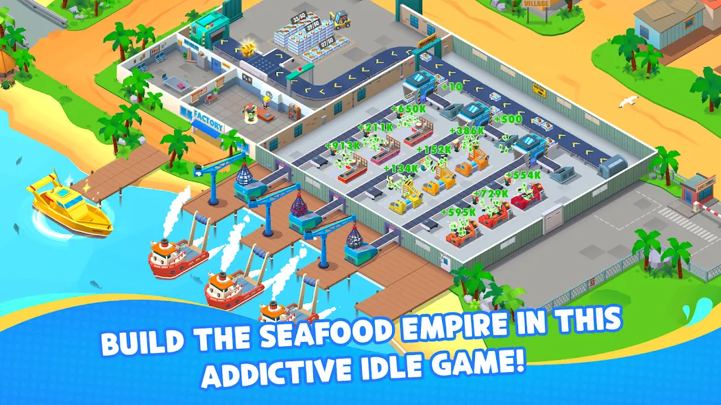 Скачать Seafood Inc - Tycoon, Idle бесплатно — Безлимитные деньги и ресурсы — скриншот 1
