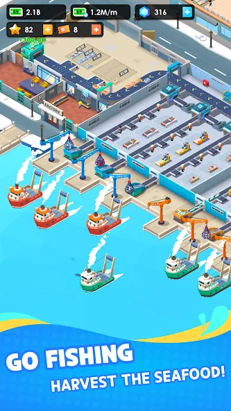 Скачать Seafood Inc - Tycoon, Idle бесплатно — Безлимитные деньги и ресурсы — скриншот 2